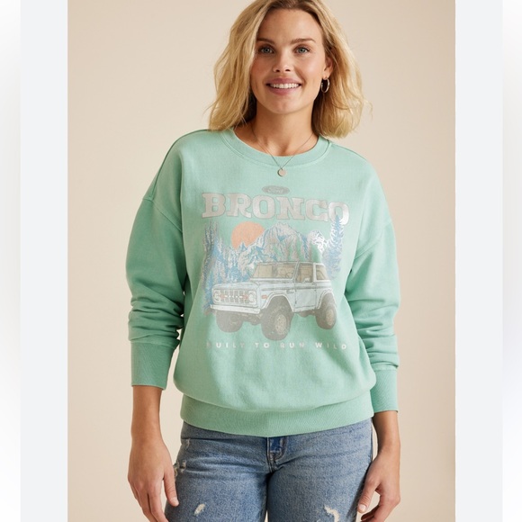 Ford Bronco "Built To Run Wild" Soft Sweatshirt Women’s XL Mint Green - Picture 1 of 10